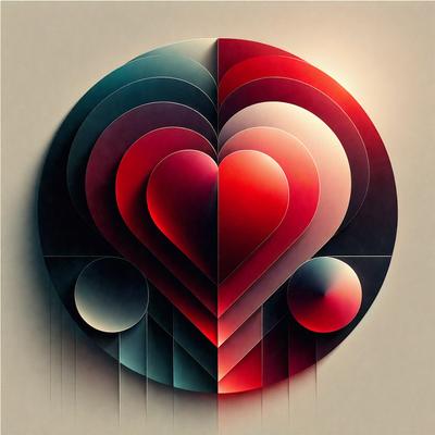 The primary subject of the image is a heart-shaped design, which is the main focus of the image. The heart is depicted in various colors, including red, blue, and white, and is surrounded by a circle. The setting of the image is a gray background, which provides a neutral and clean backdrop for the heart design. The visual style of the image is a combination of digital art and illustration, as it features a detailed and intricate heart shape. The colors and mood of the image are vibrant and